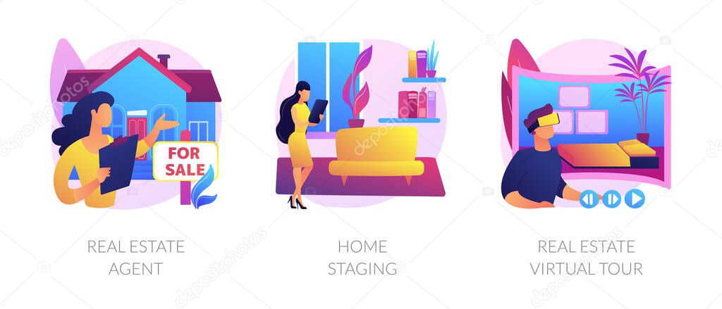 Real estate buying experience abstract concept vector illustrations.