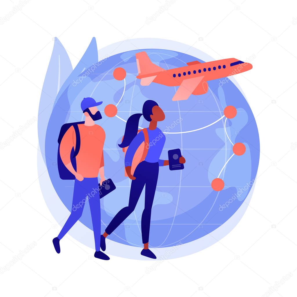 Global travelling abstract concept vector illustration.