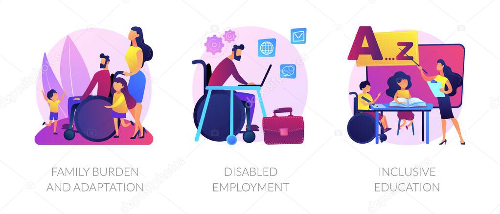 Disabled people assistance vector concept metaphors.