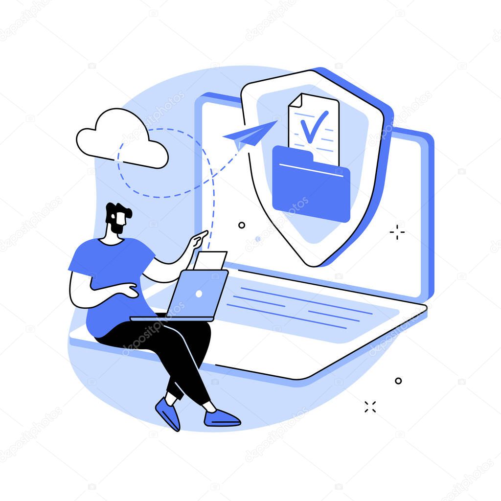 Secure file sharing abstract concept vector illustration.