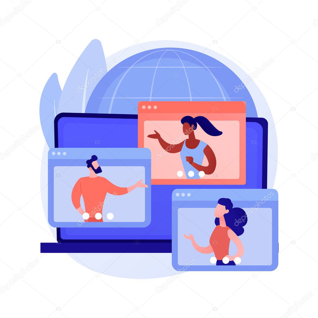Online meetup abstract concept vector illustration.