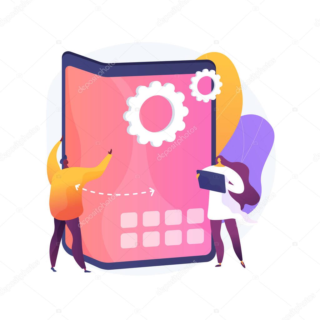 Foldable smartphone abstract concept vector illustration.