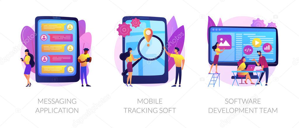 Smartphone application abstract concept vector illustrations.