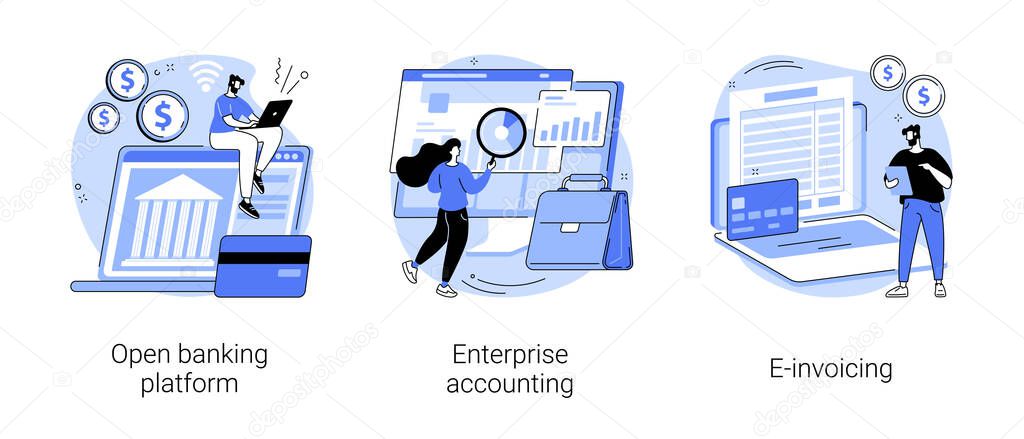 IT accounting system abstract concept vector illustrations.