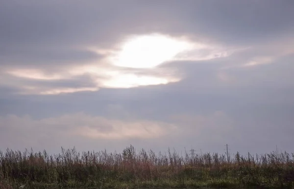 Veld Landschap Een Bewolkte Herfstdag — Stockfoto