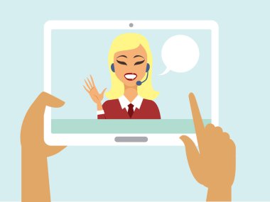 İnsan eli holding tablet ile destek sohbet