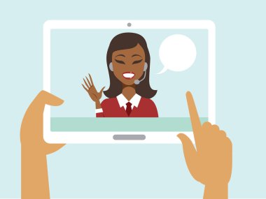 İnsan eli holding tablet ile destek sohbet