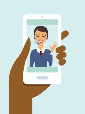 İnsan el Smartphone destek sohbet ile tutarak