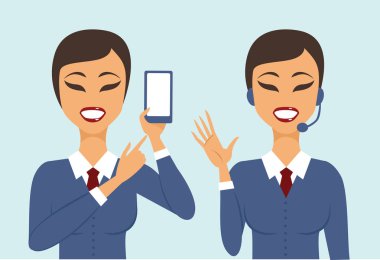 İki karakter müşteriler destek kavram kümesi