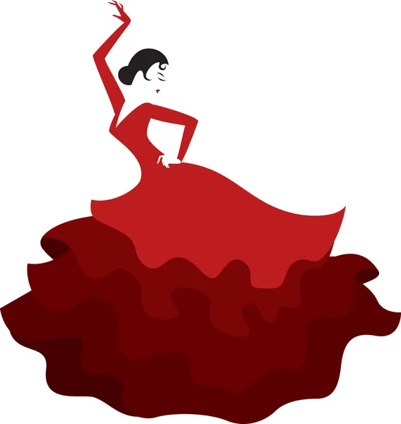 Silhouette Style Rétro Une Fille Espagnole Dansant — Image vectorielle