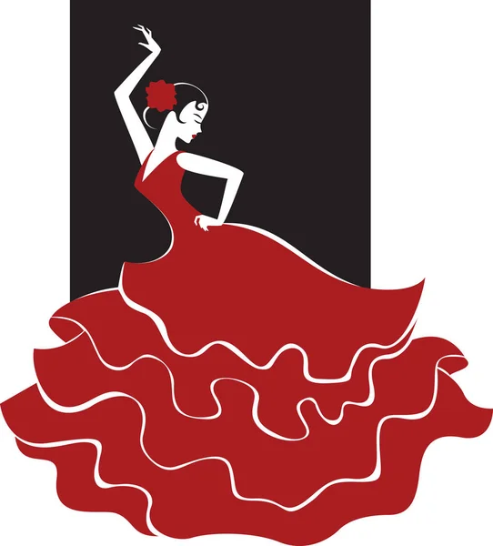 Spaanse Meisje Klederdracht Dansen Flamenco — Stockvector