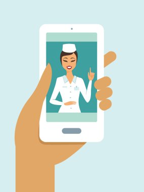 Akıllı aygıt doktor ile online tutan eller