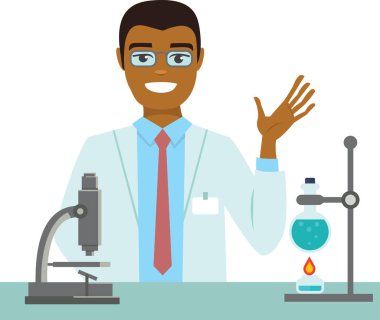 bilim laboratuarında çalışan bilim adamı düz vektör çizim