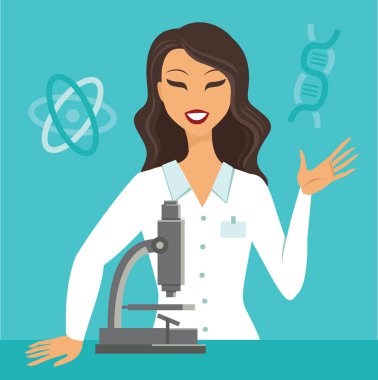 flat vector illustration of scientist working at science lab clipart