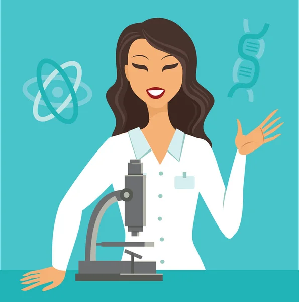 Flat Vector Illustration Scientist Working Science Lab — Stock Vector