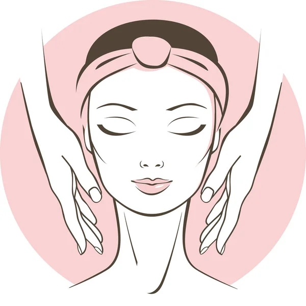 Cosmetologist Makes Face Massage Spa Salon Beauty Treatment Concept — Stock Vector
