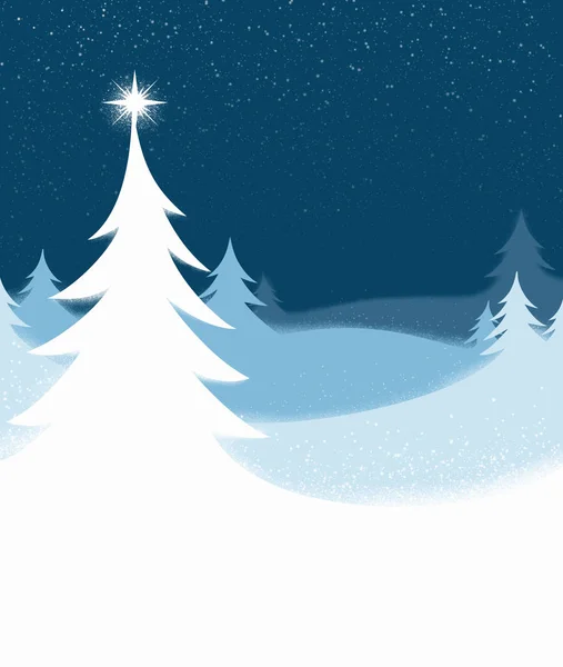 Abstrakte Winterszene Mit Weihnachtsbäumen Hintergrund — Stockfoto