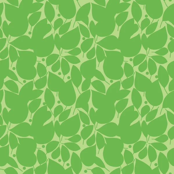 Vector Seamless Pattern Silhouettes Green Leaves — Stock Vector