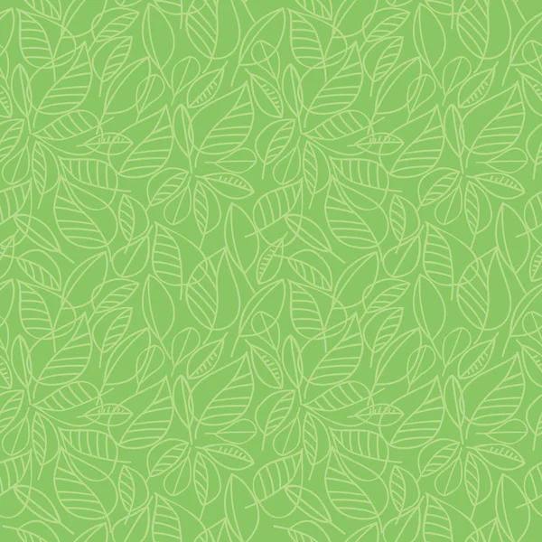 Vector Seamless Pattern Contour Silhouettes Green Leaves — Stock Vector