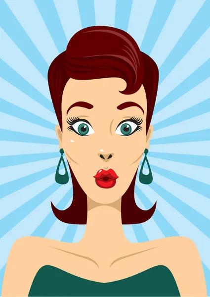 Surprised pin up woman — Stock Vector
