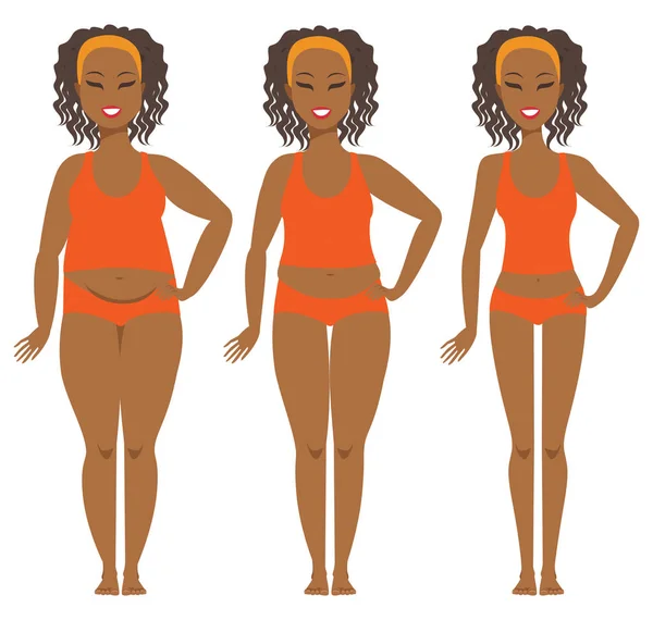 Femme perte de poids transformation — Image vectorielle