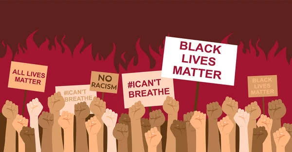 Las Vidas Negras Importan Manifestantes Marchan Contra Los Disparos Policiales — Archivo Imágenes Vectoriales
