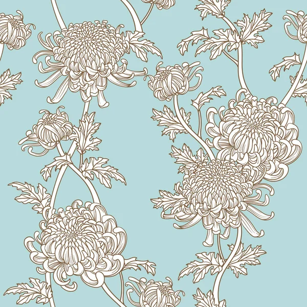 Japansk Blomkrysantemum Skissera Ritning Bläck Stil Illustration Lyx Design Enfärgad — Stock vektor