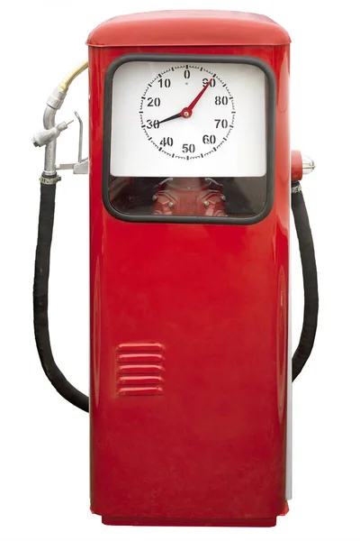 Rote Alte Benzinpumpe Isoliert Auf Weißem Hintergrund — Stockfoto