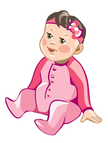 Cute Baby Girl Vector Illustration - Stok Vektor