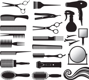 Kuaför araçlarının vektör silueti