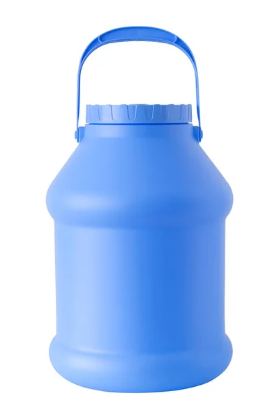 Armazenamento Barril Água Líquidos Plástico Jerrycan Azul Recipiente Com Tampa — Fotografia de Stock