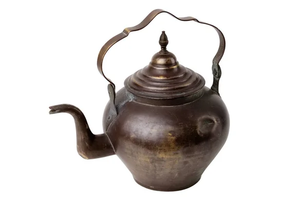 古色古香的茶壶查出在白色背景 — 图库照片