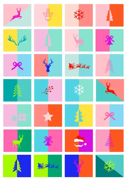 圣诞贺卡, 28 彩色版式模板, 矢量 — 图库矢量图片