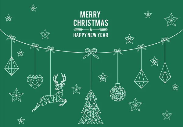 幾何学的なクリスマス カード シンプルでモダンなライン アート ベクトル グラフィック デザイン要素のセット — ストックベクタ