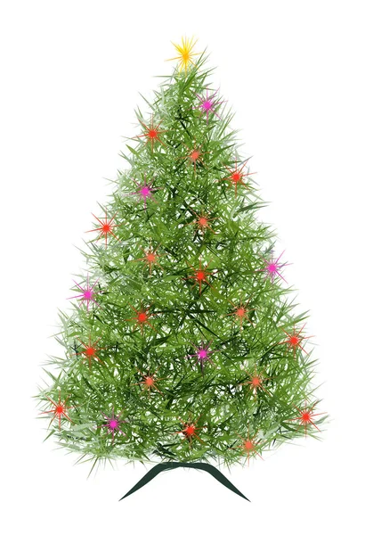 Astratto Albero Natale Con Luci Colorate Illustrazione Vettoriale Sfondo Bianco — Vettoriale Stock