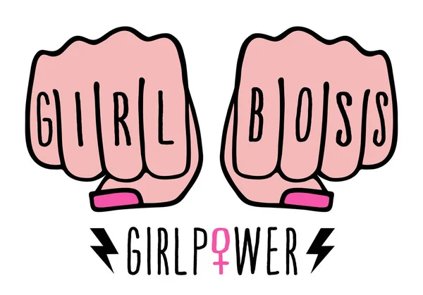 Girl boss, mani femminili, girl power, vettore — Vettoriale Stock