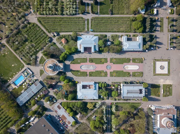 Letecký Pohled Panoramatický Pohled Města Kyjeva Výstavní Centrum Spoustou Pavilony — Stock fotografie