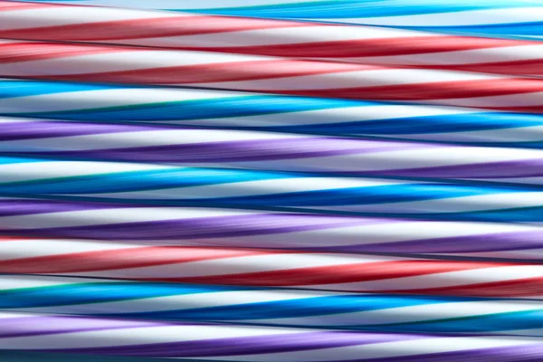 Colorful Horizontal Pattern Plastic Drinking Straws Creative Background — Stock Photo, Image