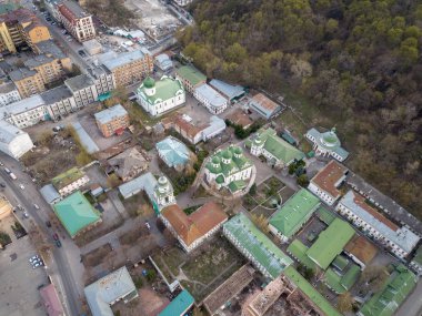 Kiev, Ukrayna Podil bölgesinin panoramik görünümü