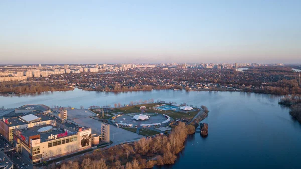 Αεροφωτογραφία Της Περιοχής Dniprovskyi Διαρκεί Αστικές Υποδομές Και Κτίρια Κατοικιών — Φωτογραφία Αρχείου