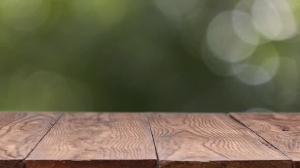 Wooden Planks Green Bokeh Background Video — Stock Video