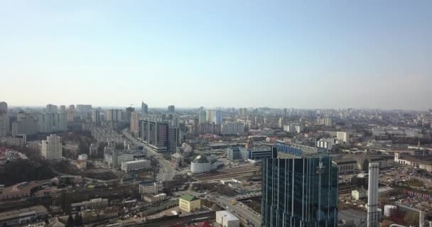 Flygfoto Över Kiev Stadsbilden Ukraina Solig Dag — Stockvideo