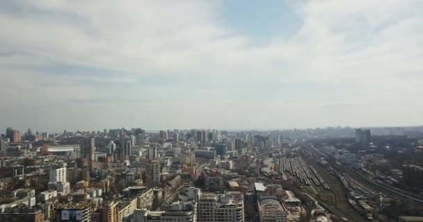 Aerial View Kyiv Cityscape Ukraine Sunny Day — Stock Video