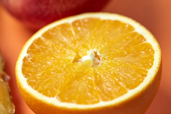 Čerstvý Plátek Citrusové Organické Oranžová Přírodní Dieta Osvěžující Detailní Pozadí — Stock fotografie