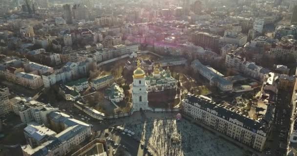 Flygfoto Över Katedralen Sophia Världsarv Kiev City Ukraina — Stockvideo