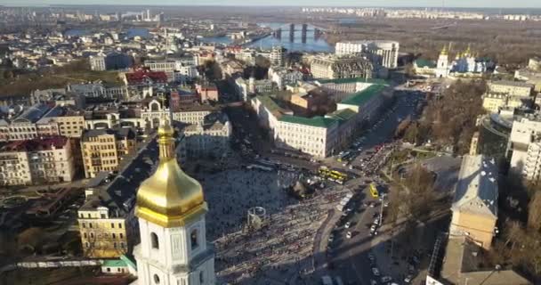 Aerial View Cathedral Sophia Unesco World Heritage Site Kyiv City — Stock Video