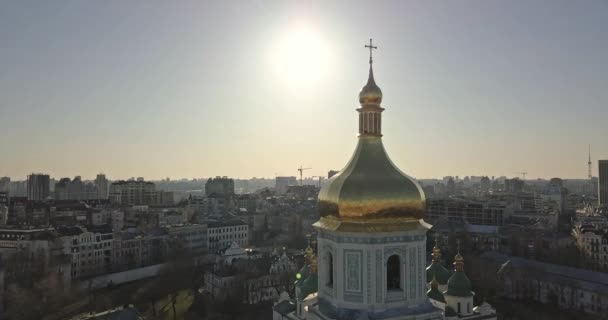 Luftaufnahme Der Kathedrale Von Sophia Unesco Weltkulturerbe Kyiw Stadt Ukraine — Stockvideo