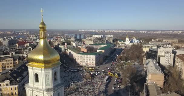 Luftaufnahme Der Kathedrale Von Sophia Unesco Weltkulturerbe Kyiw Stadt Ukraine — Stockvideo