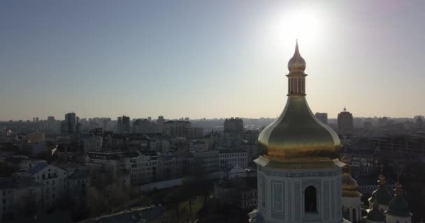聖ソフィア大聖堂 ウクライナ国キエフ市でのユネスコ世界遺産サイトの空撮 — ストック動画