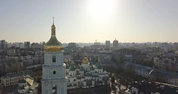 Flygfoto Över Katedralen Sophia Världsarv Kiev City Ukraina — Stockvideo